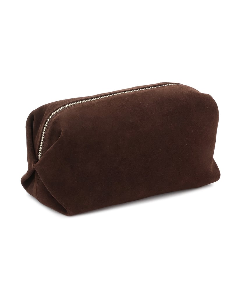 Kazar-Kosmetiktasche-aus-Wildleder-in-Dunkelbraun-mit-goldenen-Details-dunkelbraun