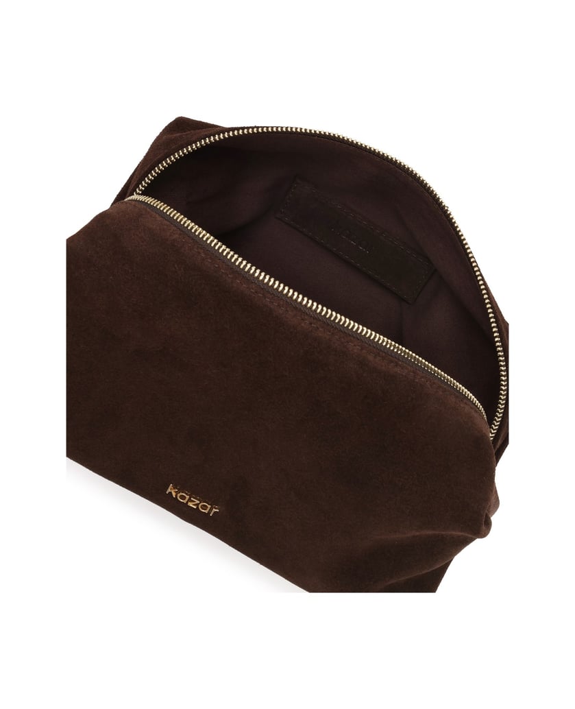 Kazar-Kosmetiktasche-aus-Wildleder-in-Dunkelbraun-mit-goldenen-Details-dunkelbraun