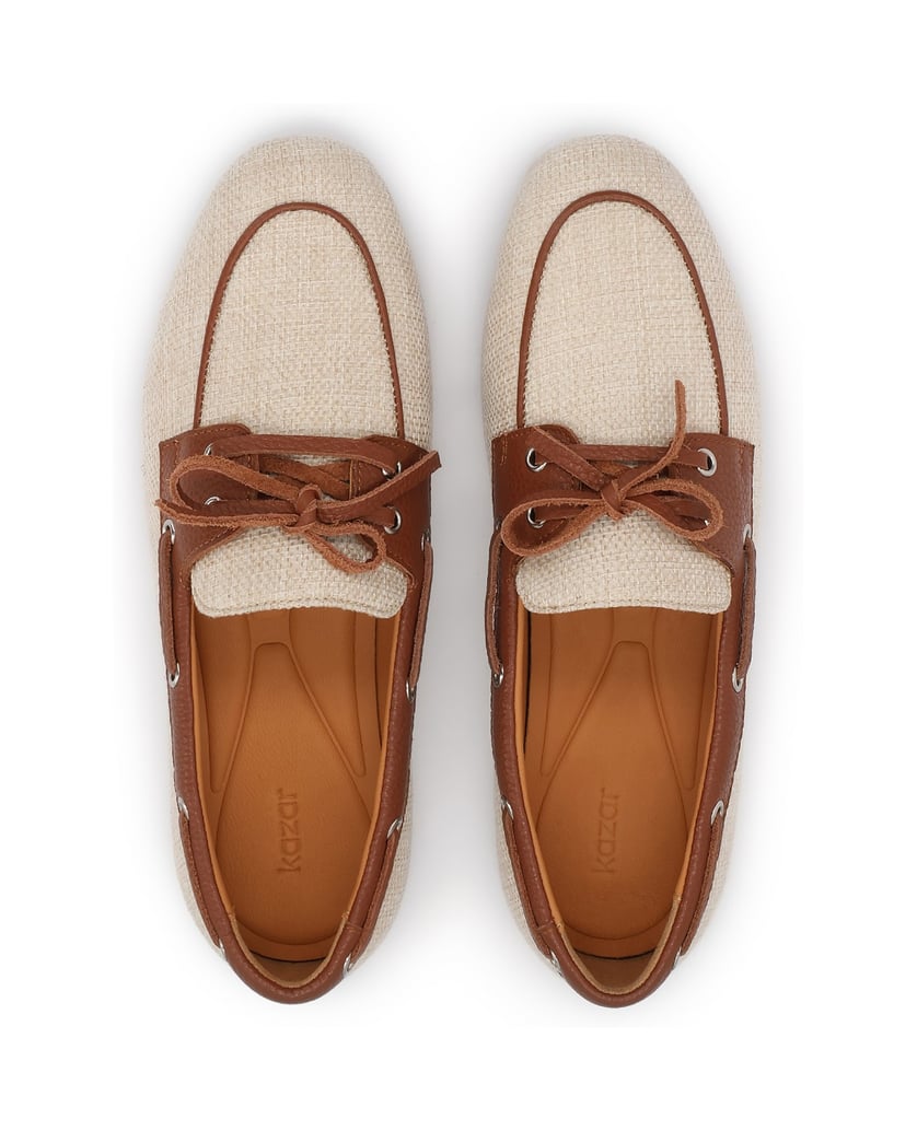 Kazar-Halbschuhe-im-Segler-Stil-aus-Gewebe-und-Leder-beige