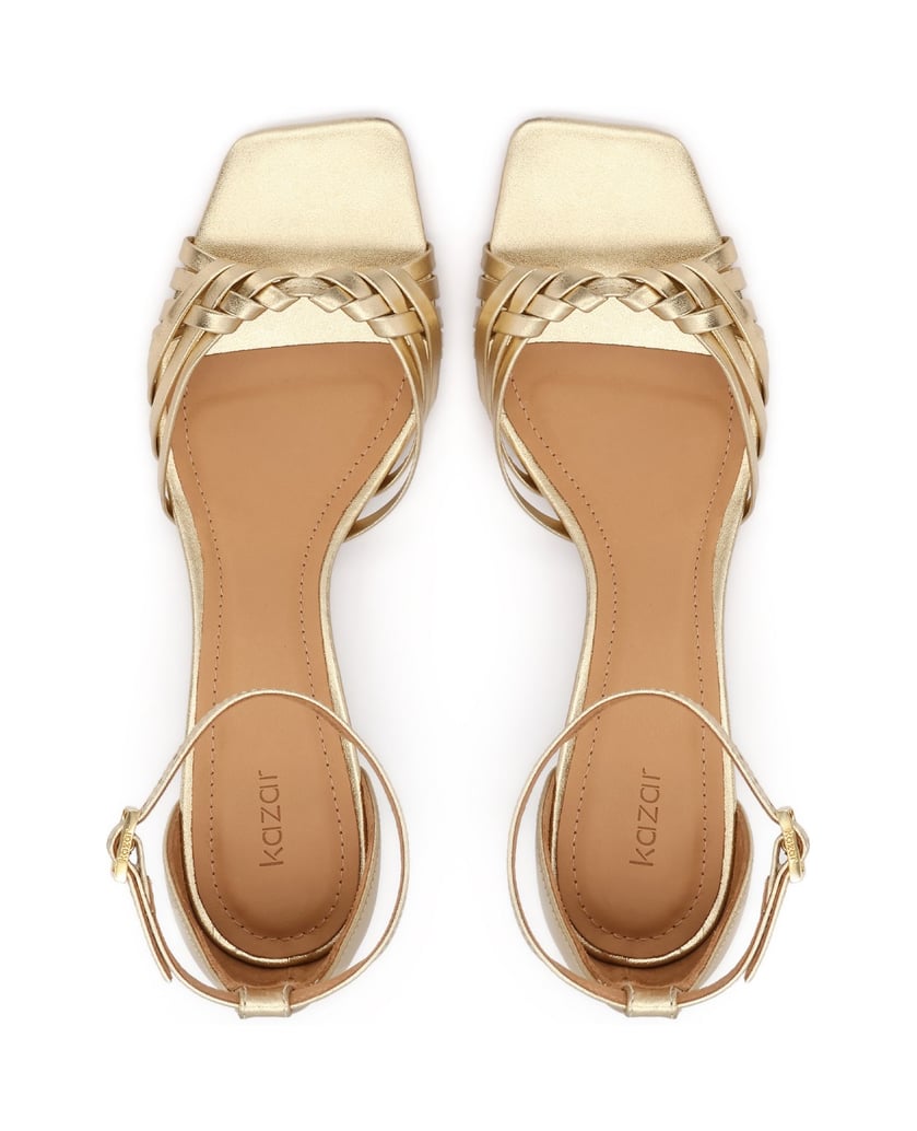 Kazar-Goldfarbene-Sandalen-mit-Absatz-und-geflochtenen-Riemen-gold