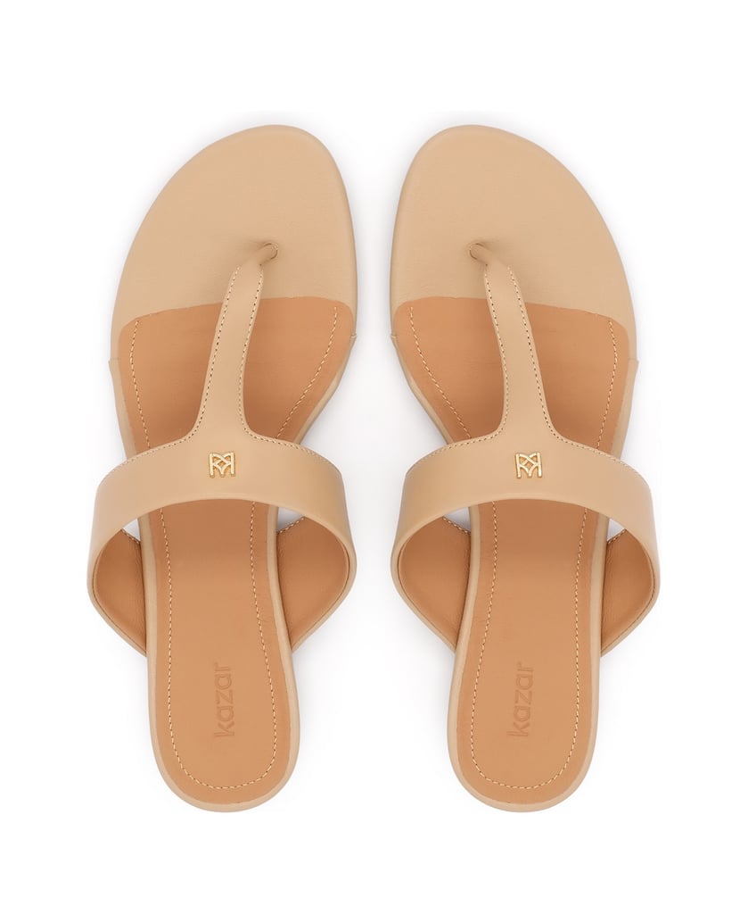 Kazar-Flip-Flops-aus-Leder-in-der-Farbe-beige-beige
