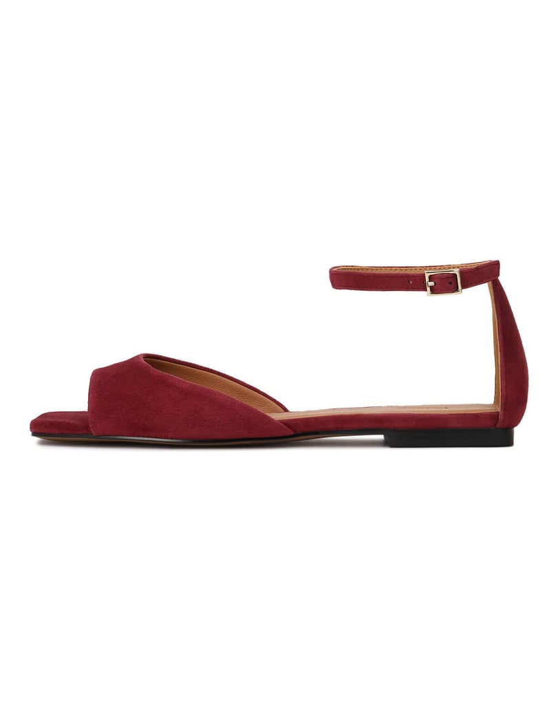 Kazar-Kastanienbraune-Wildledersandalen-mit-Riemen-um-den-Knöchel-rot