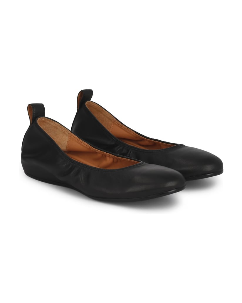 Kazar-Schwarze-Lederballerinas-mit-Gummibandbesatz-schwarz