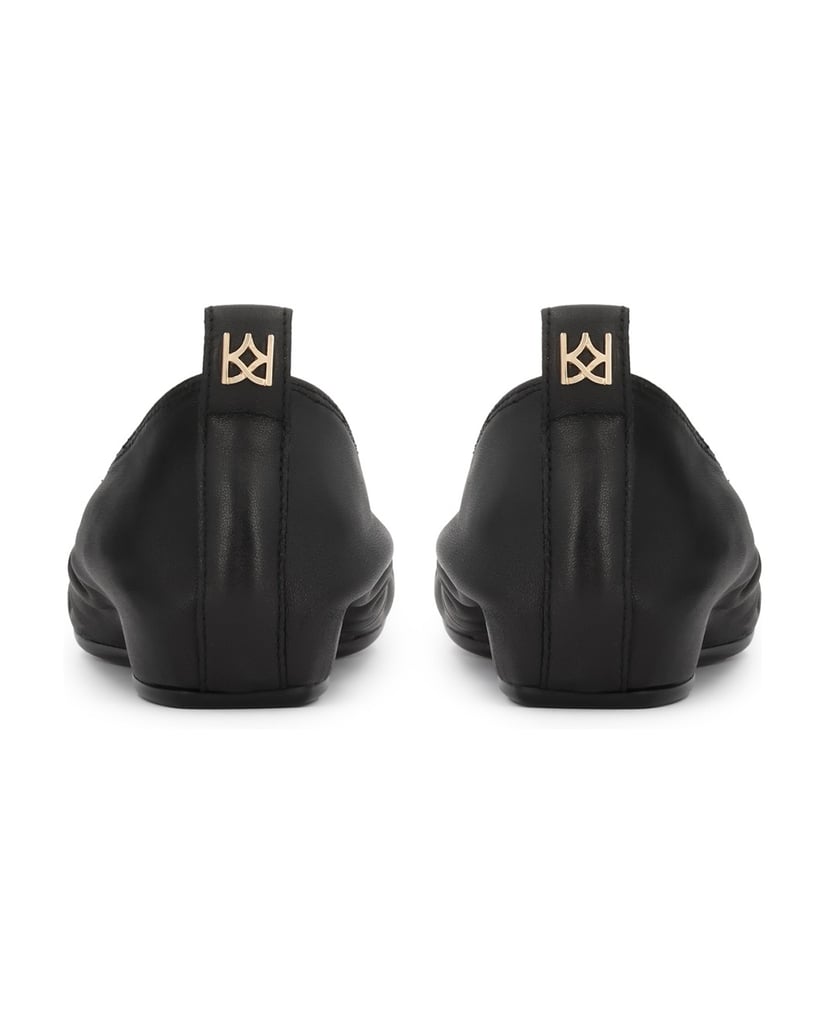 Kazar-Schwarze-Lederballerinas-mit-Gummibandbesatz-schwarz