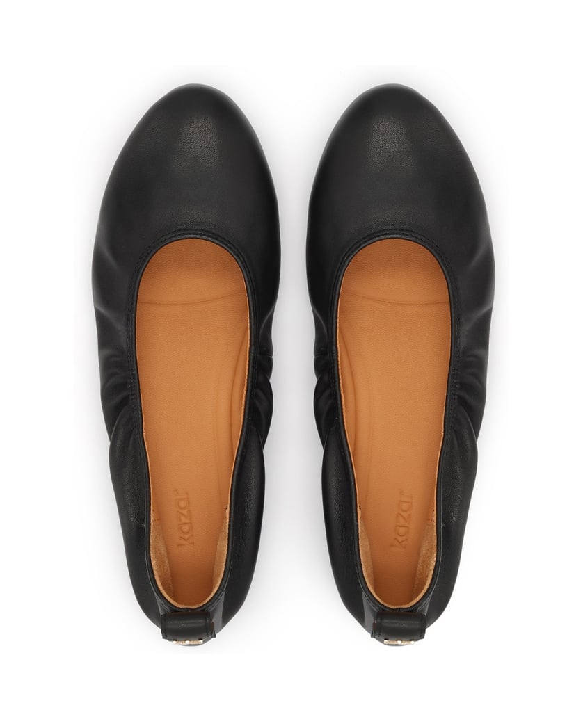 Kazar-Schwarze-Lederballerinas-mit-Gummibandbesatz-schwarz