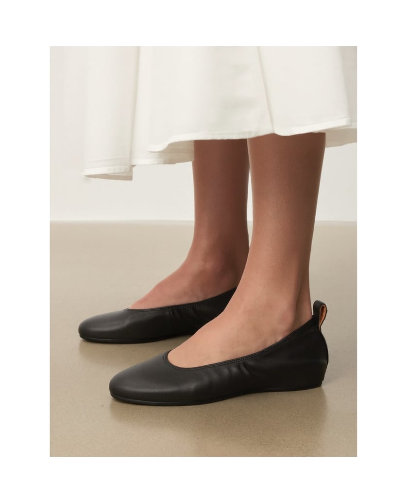 Kazar-Schwarze-Lederballerinas-mit-Gummibandbesatz-schwarz