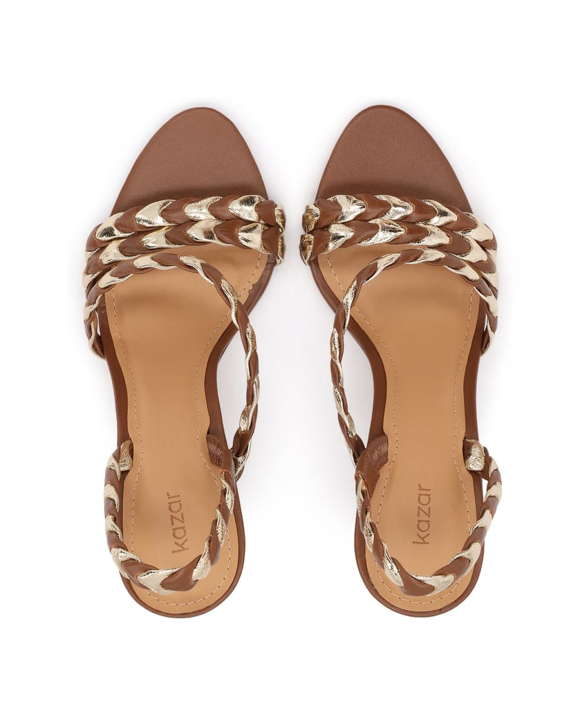 Kazar-Braune-und-goldene-Ledersandalen-braun