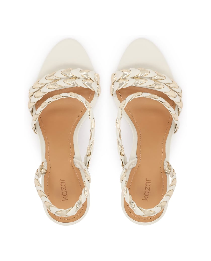 Kazar-Weiß-goldene-Sandalen-mit-Absatz-weiss