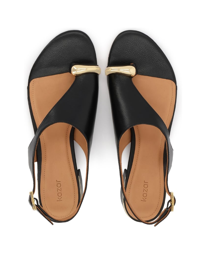 Kazar-Niedrige-Sandalen-aus-Leder-mit-Metallverzierung-schwarz