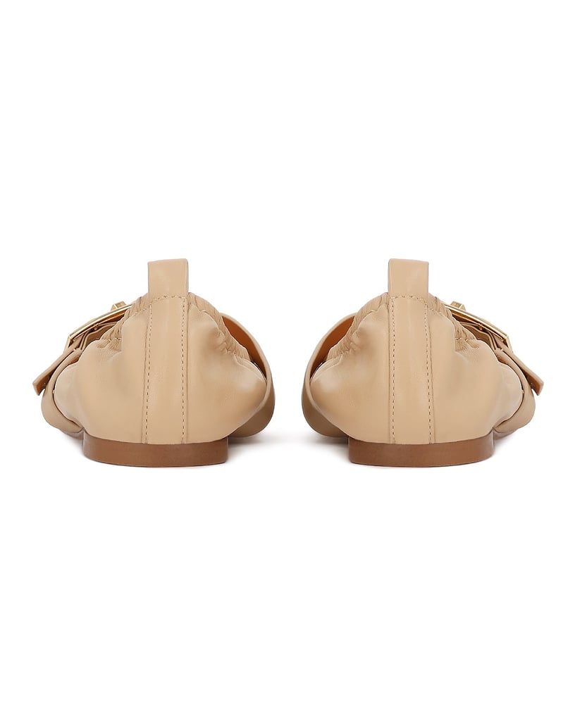 Kazar-Weiche-Lederballerinas-mit-dekorativem-Riemen-beige