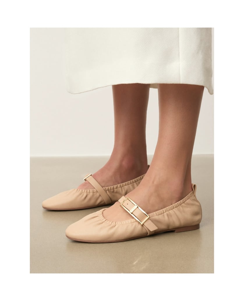 Kazar-Weiche-Lederballerinas-mit-dekorativem-Riemen-beige