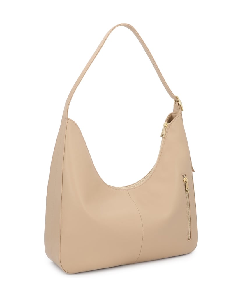 Kazar-Beigefarbene-Lederhandtasche-mit-lockerer-Passform-beige