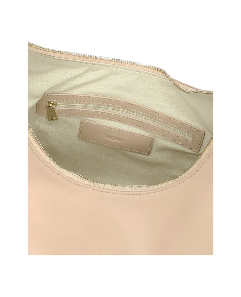 Kazar-Beigefarbene-Lederhandtasche-mit-lockerer-Passform-beige