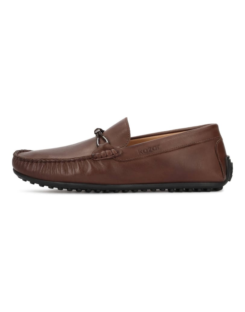 Kazar-Braune-Mokassins-aus-Leder-mit-eleganter-Reitschnalle-braun