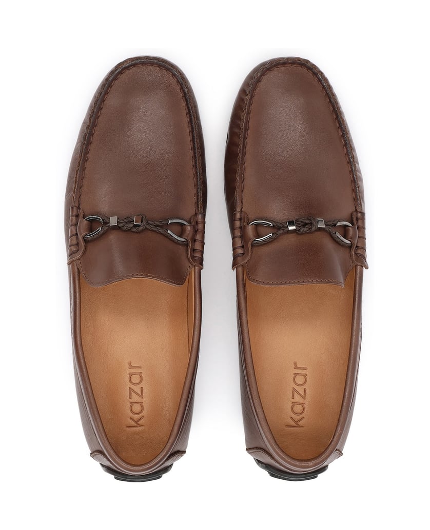Kazar-Braune-Mokassins-aus-Leder-mit-eleganter-Reitschnalle-braun