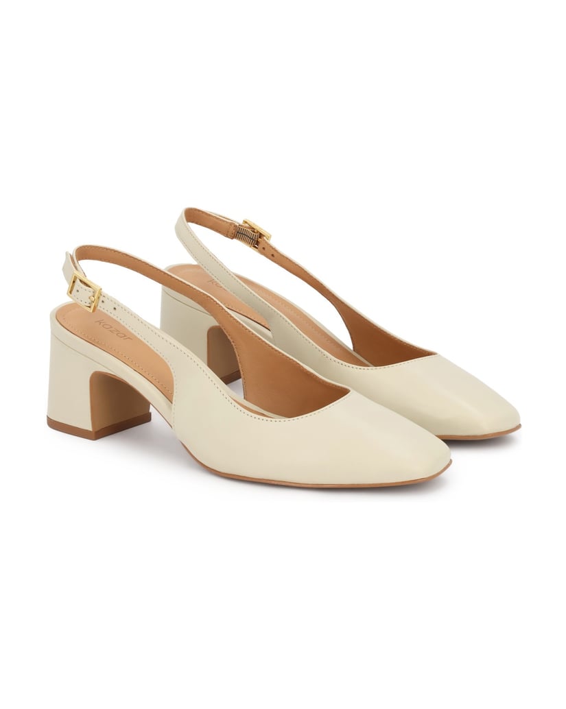 Kazar-Leichte-Slingback-Pumps-aus-Leder-weiss