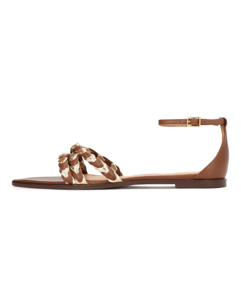 Kazar-Flache-braune-und-goldene-Sandalen-mit-spitzen-Zehen-braun