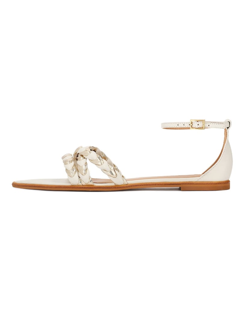 Kazar-Weiße-flache-Sandalen-mit-Riemen-um-den-Knöchel-weiss