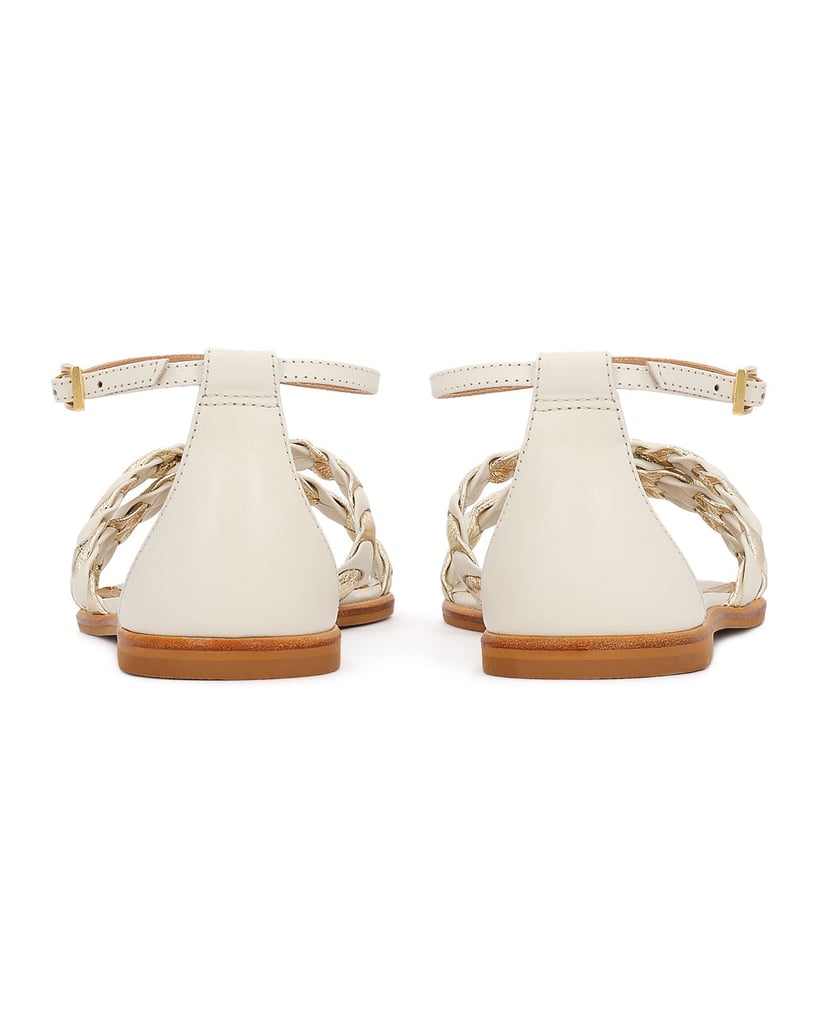 Kazar-Weiße-flache-Sandalen-mit-Riemen-um-den-Knöchel-weiss