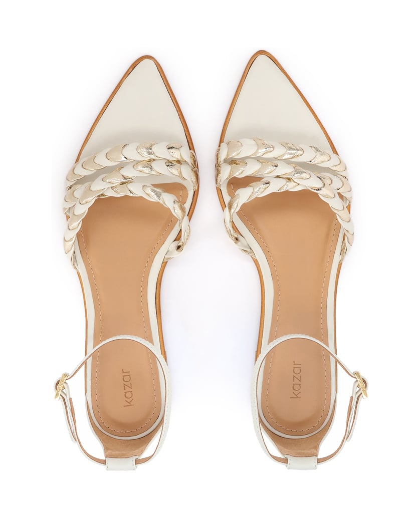 Kazar-Weiße-flache-Sandalen-mit-Riemen-um-den-Knöchel-weiss