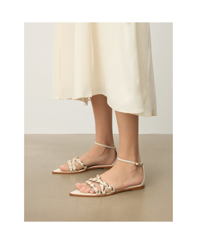 Kazar-Weiße-flache-Sandalen-mit-Riemen-um-den-Knöchel-weiss