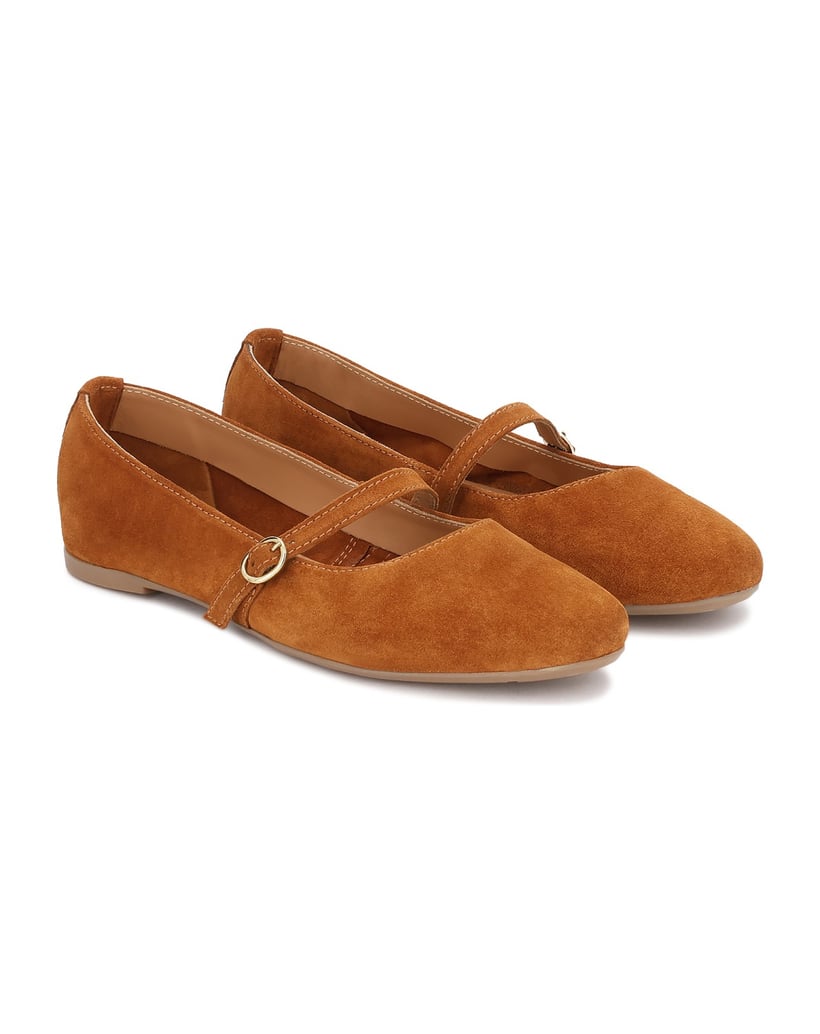 Kazar-Hellbraune-Ballerinas-aus-Wildleder-camel