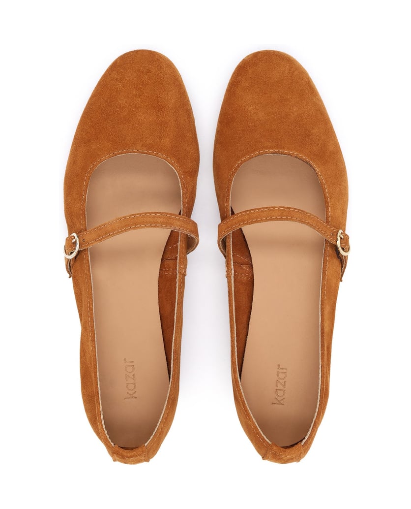 Kazar-Hellbraune-Ballerinas-aus-Wildleder-camel
