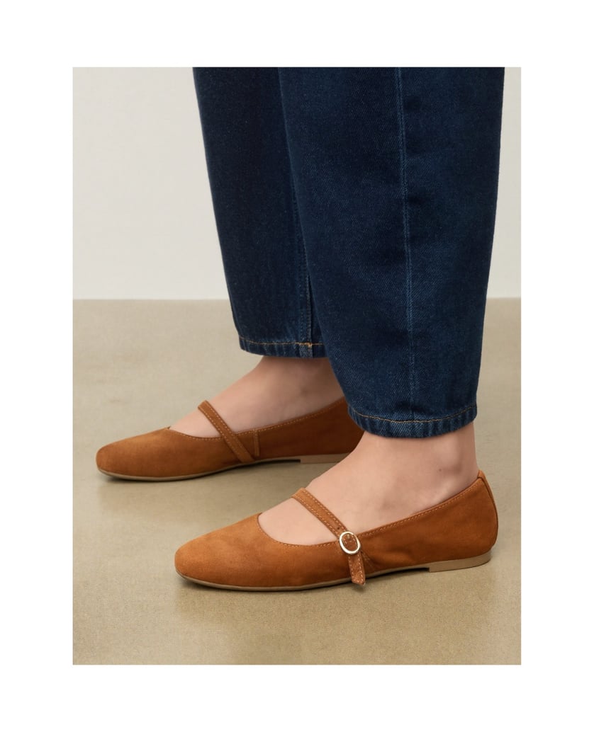 Kazar-Hellbraune-Ballerinas-aus-Wildleder-camel