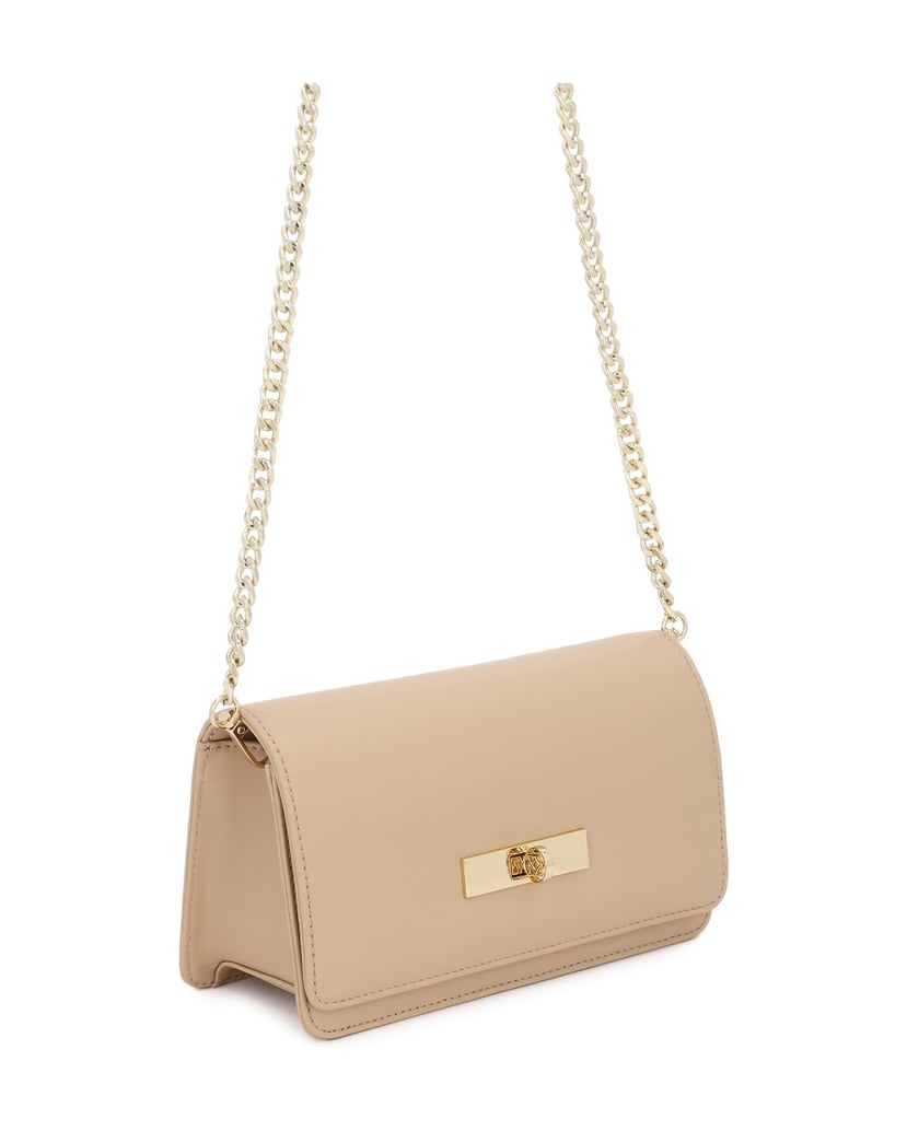 Kazar-Beigefarbene-Naturlederhandtasche-mit-goldener-Kette-beige