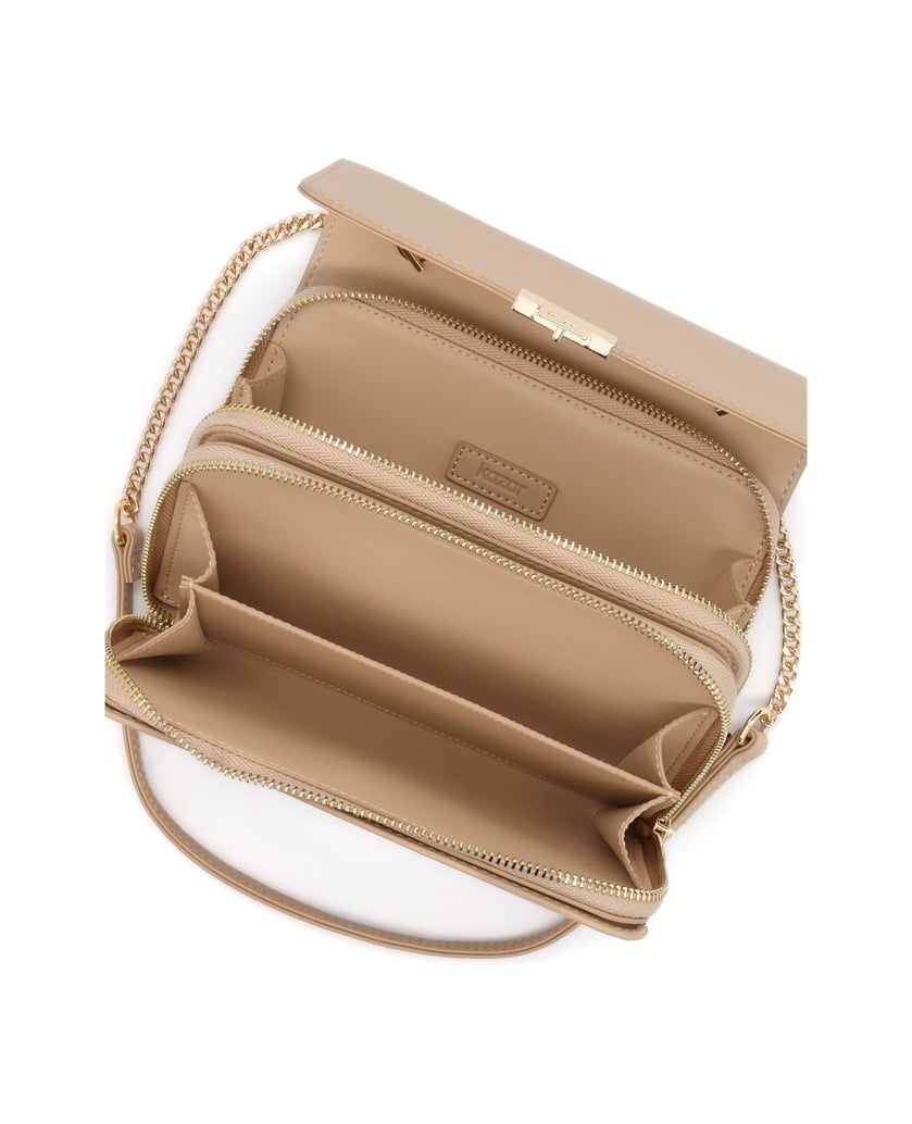 Kazar-Elegante-Leder-Kettenhandtasche-beige