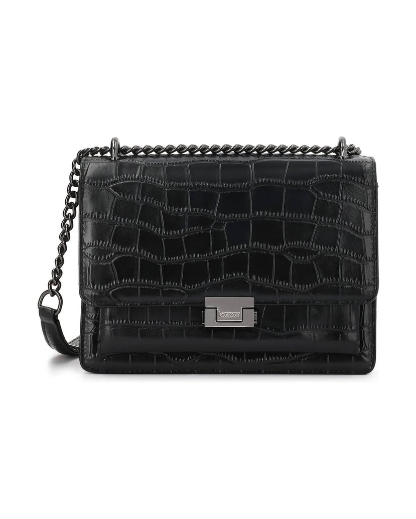 Kazar-Geprägte-Lederhandtasche-schwarz