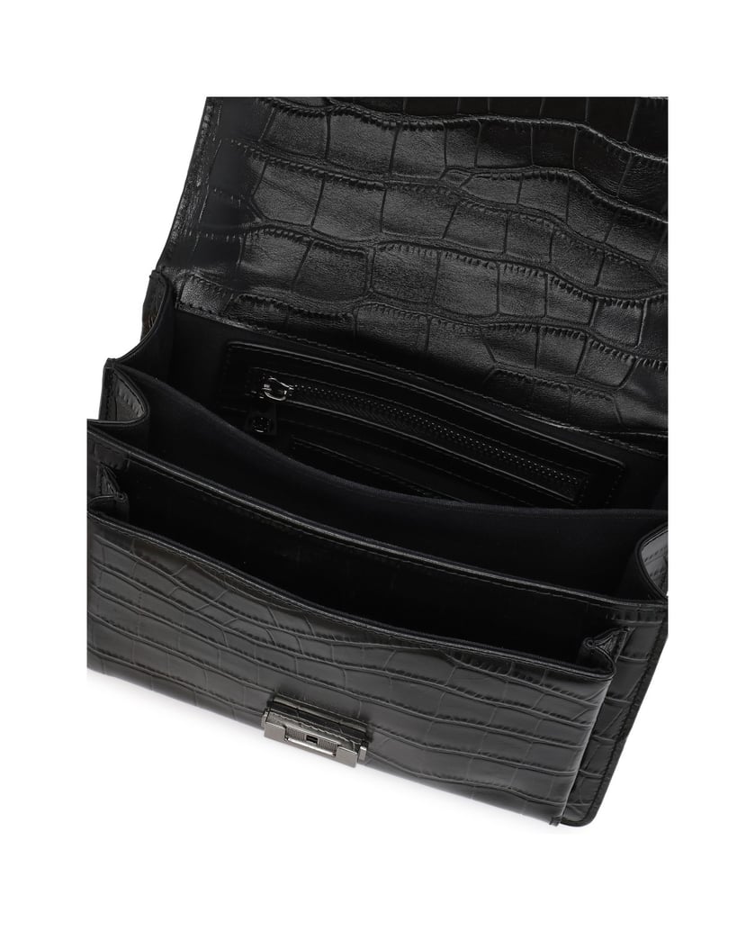 Kazar-Geprägte-Lederhandtasche-schwarz