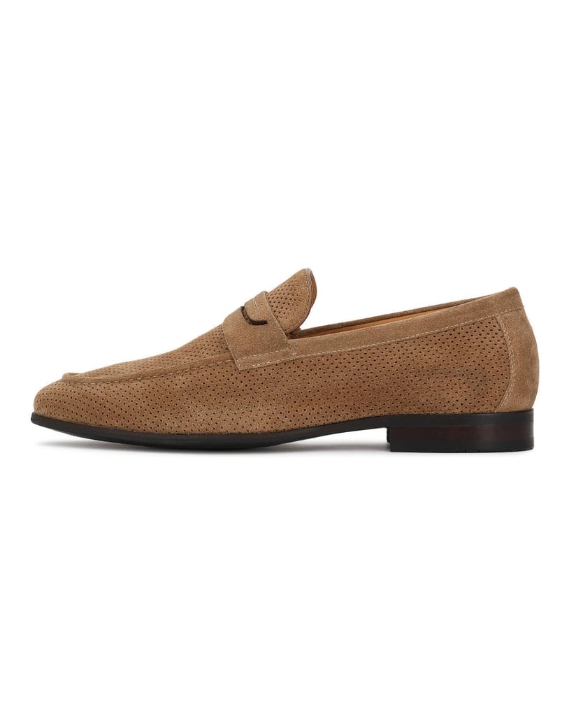 Kazar-Beigefarbene-Slipper-aus-Wildleder-mit-perforiertem-Schaft-beige