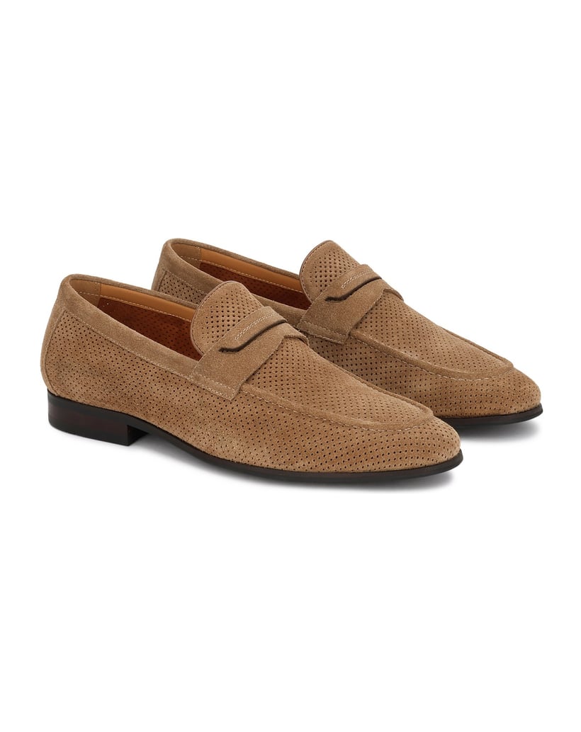 Kazar-Beigefarbene-Slipper-aus-Wildleder-mit-perforiertem-Schaft-beige