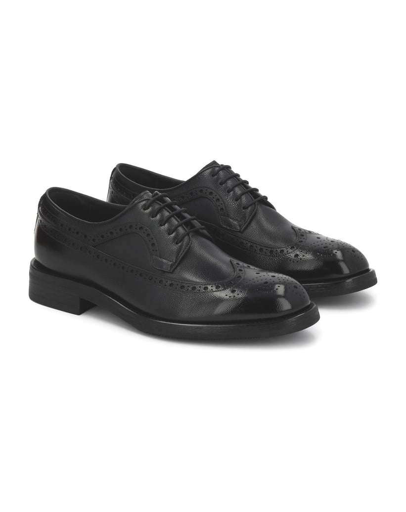 Kazar-Schwarze-Derby-Halbschuhe-aus-Leder-mit-durchbrochener-Verzierung-Brogues-schwarz
