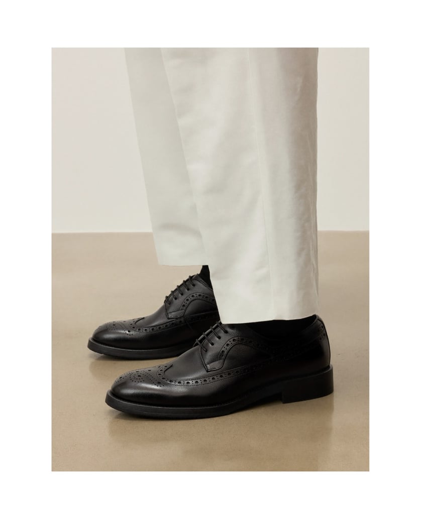 Kazar-Schwarze-Derby-Halbschuhe-aus-Leder-mit-durchbrochener-Verzierung-Brogues-schwarz