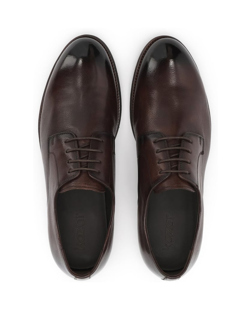 Kazar-Klassische-braune-genarbte-Lederhalbschuhe-braun