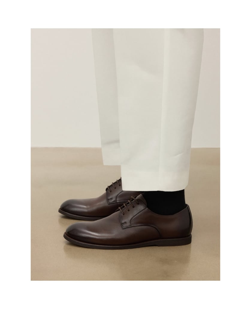 Kazar-Klassische-braune-genarbte-Lederhalbschuhe-braun