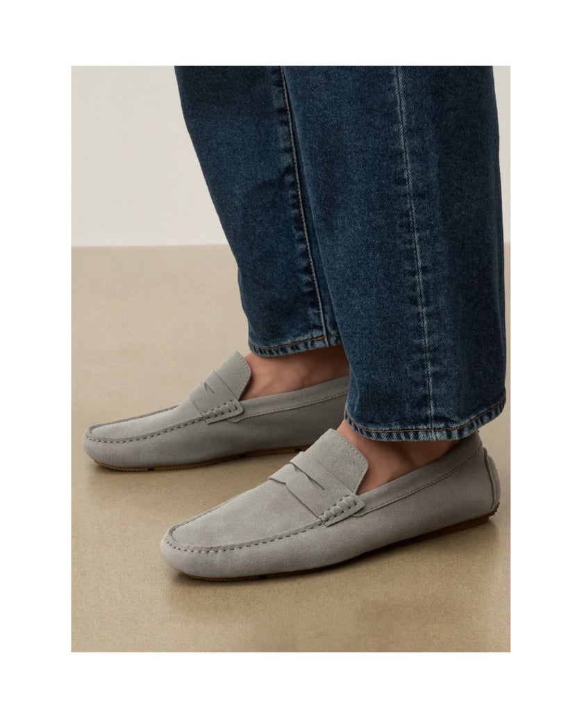 Kazar-Graue-Mokassins-aus-Wildleder-mit-minimalistischen-Linien-grau