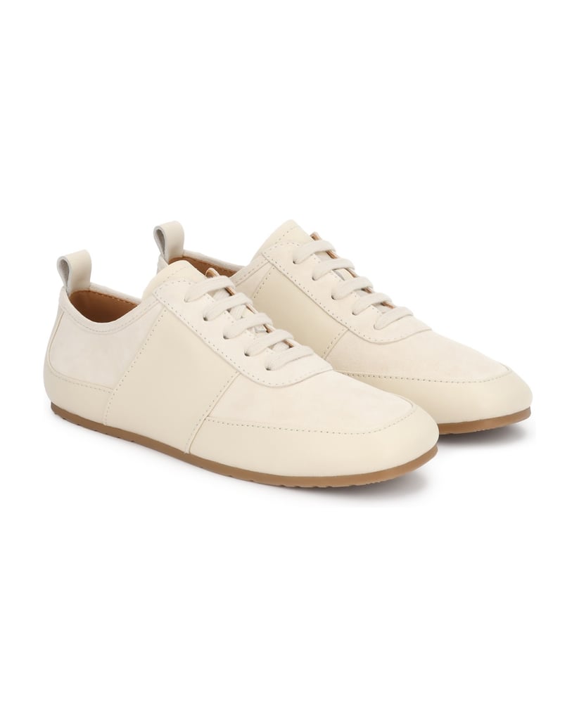 Kazar-Flache-Sneakers-aus-Leder-weiss