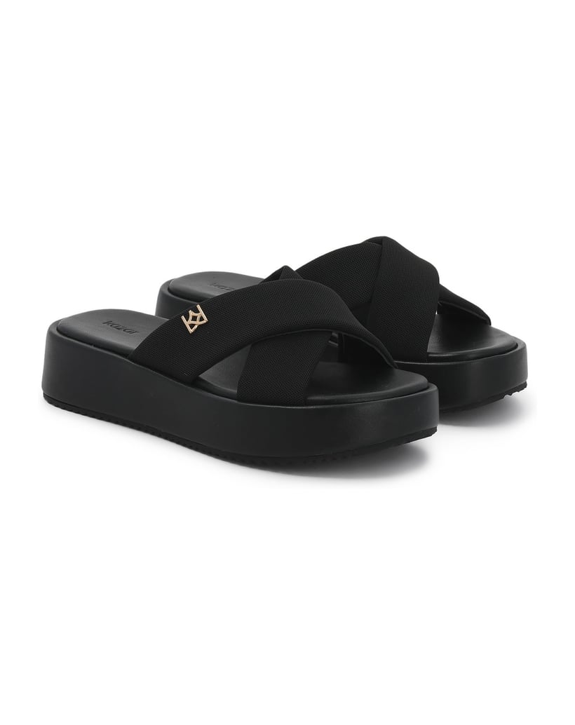 Kazar-Schwarze-Flip-Flops-auf-dicker-Sohle-mit-Stoffriemen-schwarz