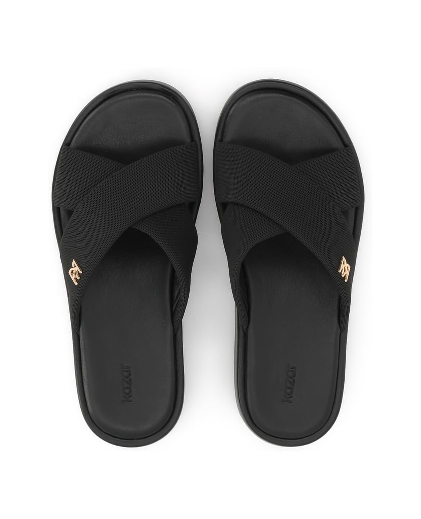 Kazar-Schwarze-Flip-Flops-auf-dicker-Sohle-mit-Stoffriemen-schwarz