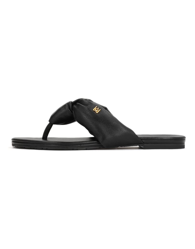 Kazar-Schwarze-Naturleder-Flip-Flops-mit-Knoten-und-Monogramm-schwarz