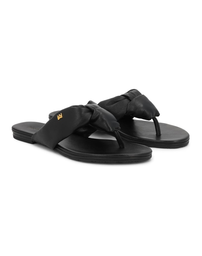 Kazar-Schwarze-Naturleder-Flip-Flops-mit-Knoten-und-Monogramm-schwarz