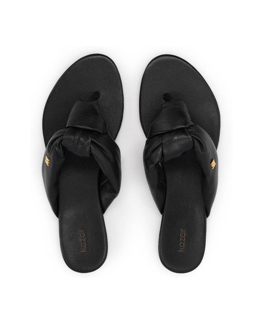 Kazar-Schwarze-Naturleder-Flip-Flops-mit-Knoten-und-Monogramm-schwarz