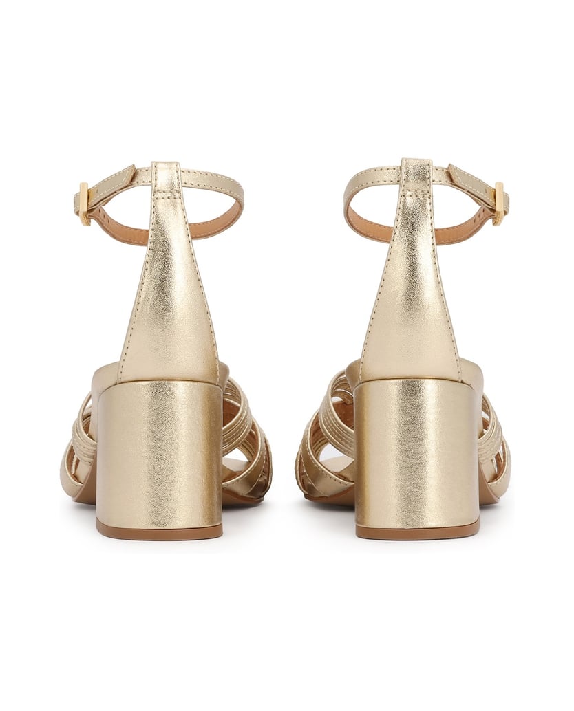 Kazar-Sandalen-aus-goldfarbenem-Leder-mit-breitem-Absatz-gold