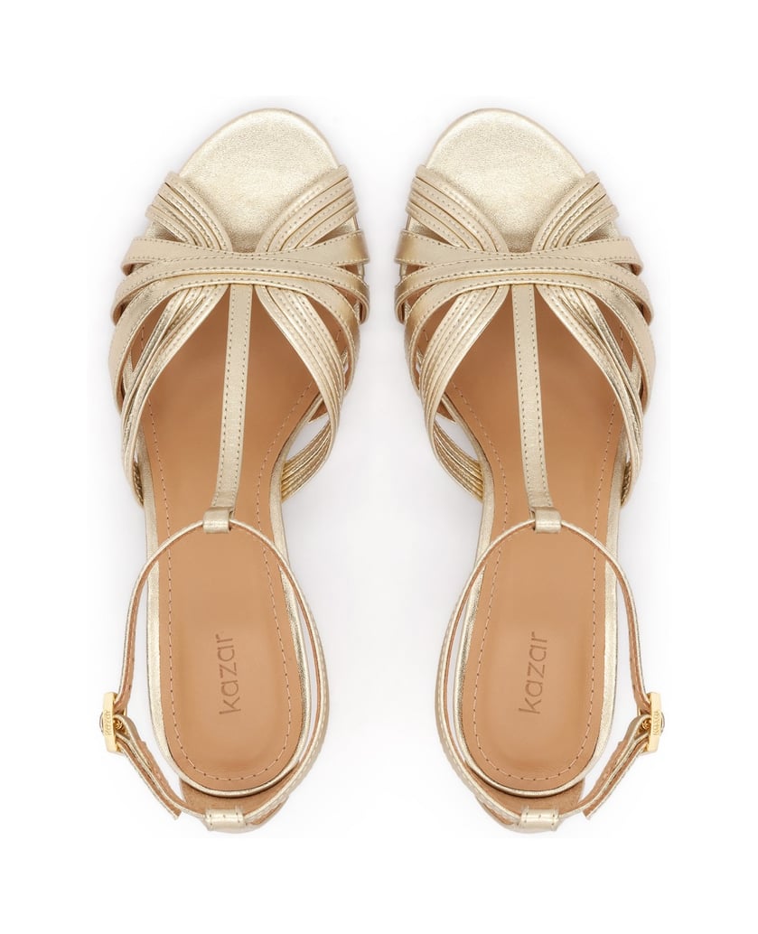 Kazar-Sandalen-aus-goldfarbenem-Leder-mit-breitem-Absatz-gold