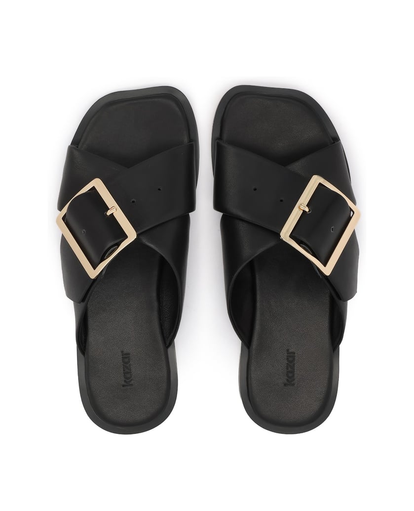 Kazar-Flache-Flip-Flops-mit-sich-kreuzenden-Riemen-schwarz