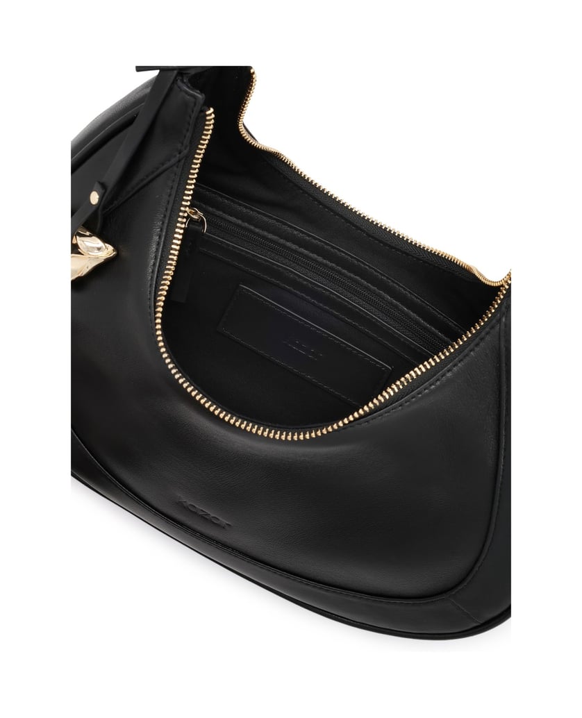 Kazar-Schwarze,-halbmondförmige-Handtasche-mit-dekorativem-Schlüsselring-schwarz