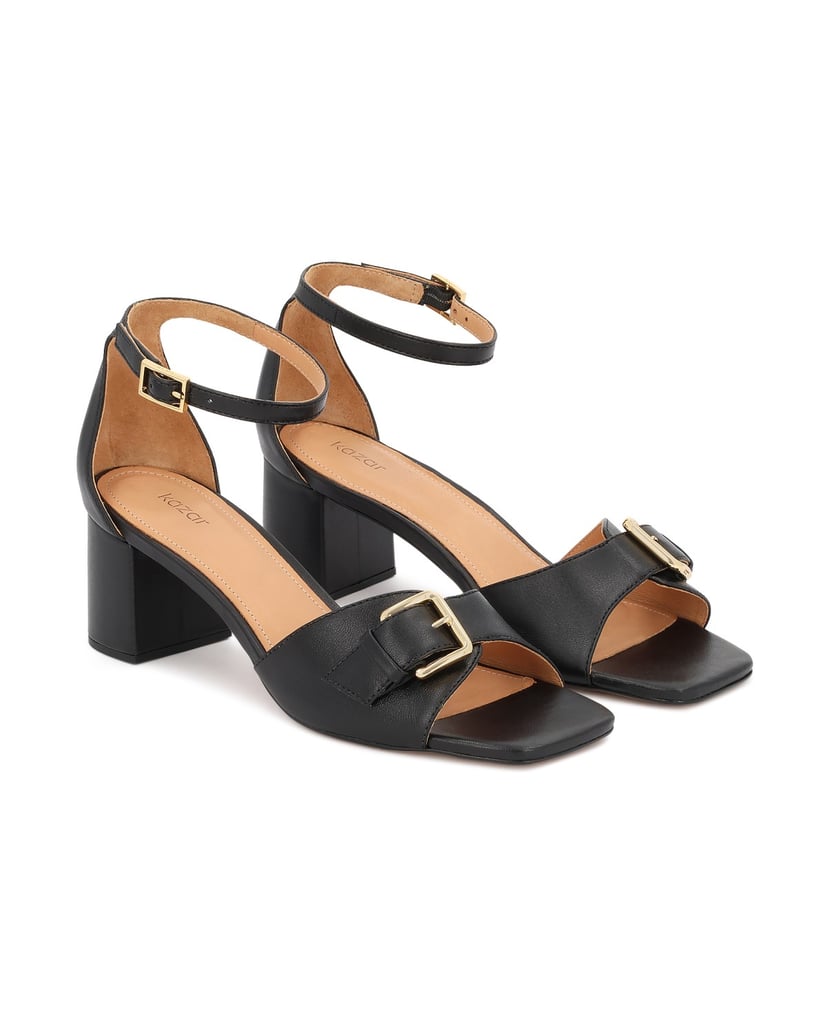 Kazar-Schwarze-Ledersandalen-mit-Zierschnalle-schwarz
